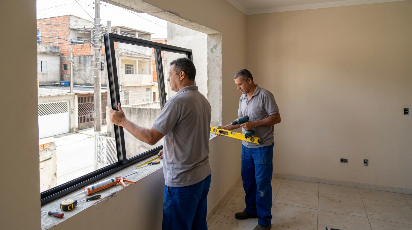 Esquadria de alumínio com vista para rua em Indaiatuba-SP